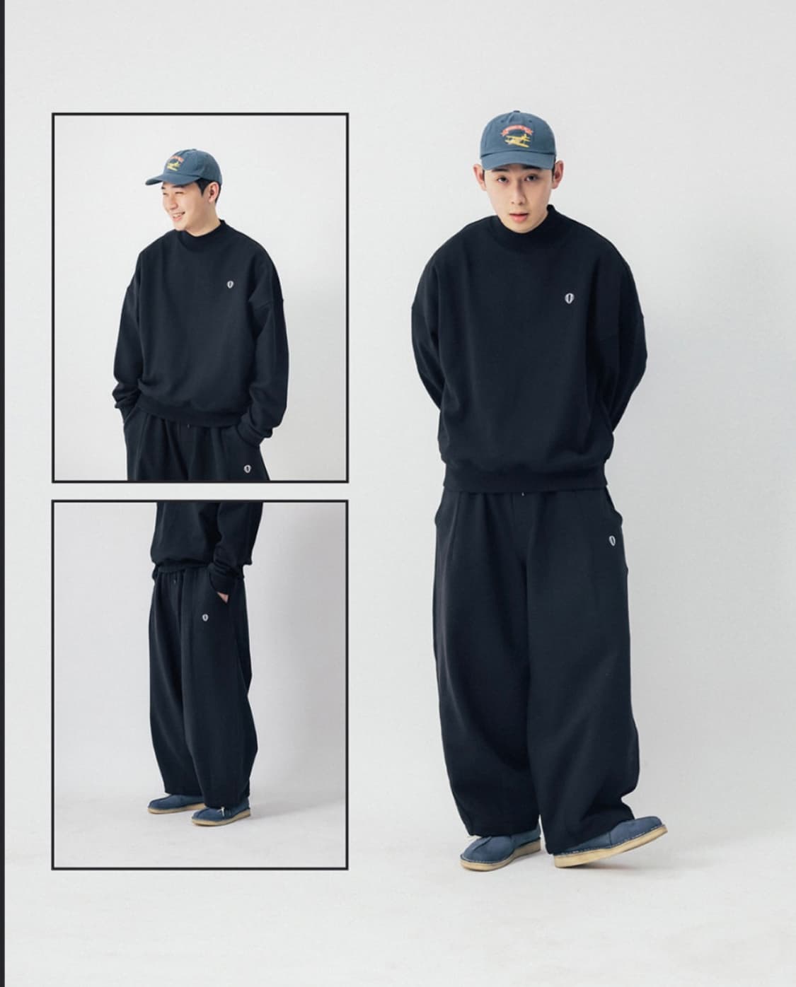 ANGLAN 앵글런 와이드 스웻 팬츠 블랙 상품이미지1