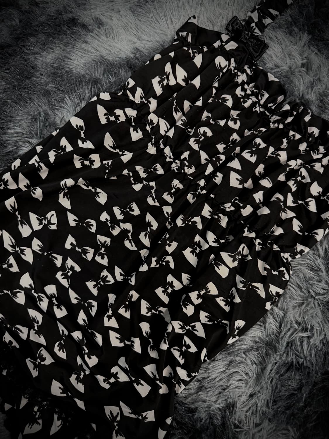 블랙 리본 패턴 캉캉 슬리브리스 상품이미지4