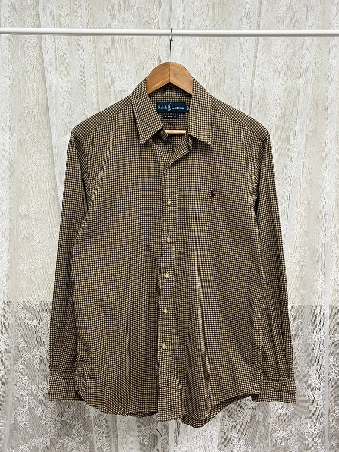 M) 폴로 랄프로렌 클래식핏 체크 셔츠 베이지 상품이미지1
