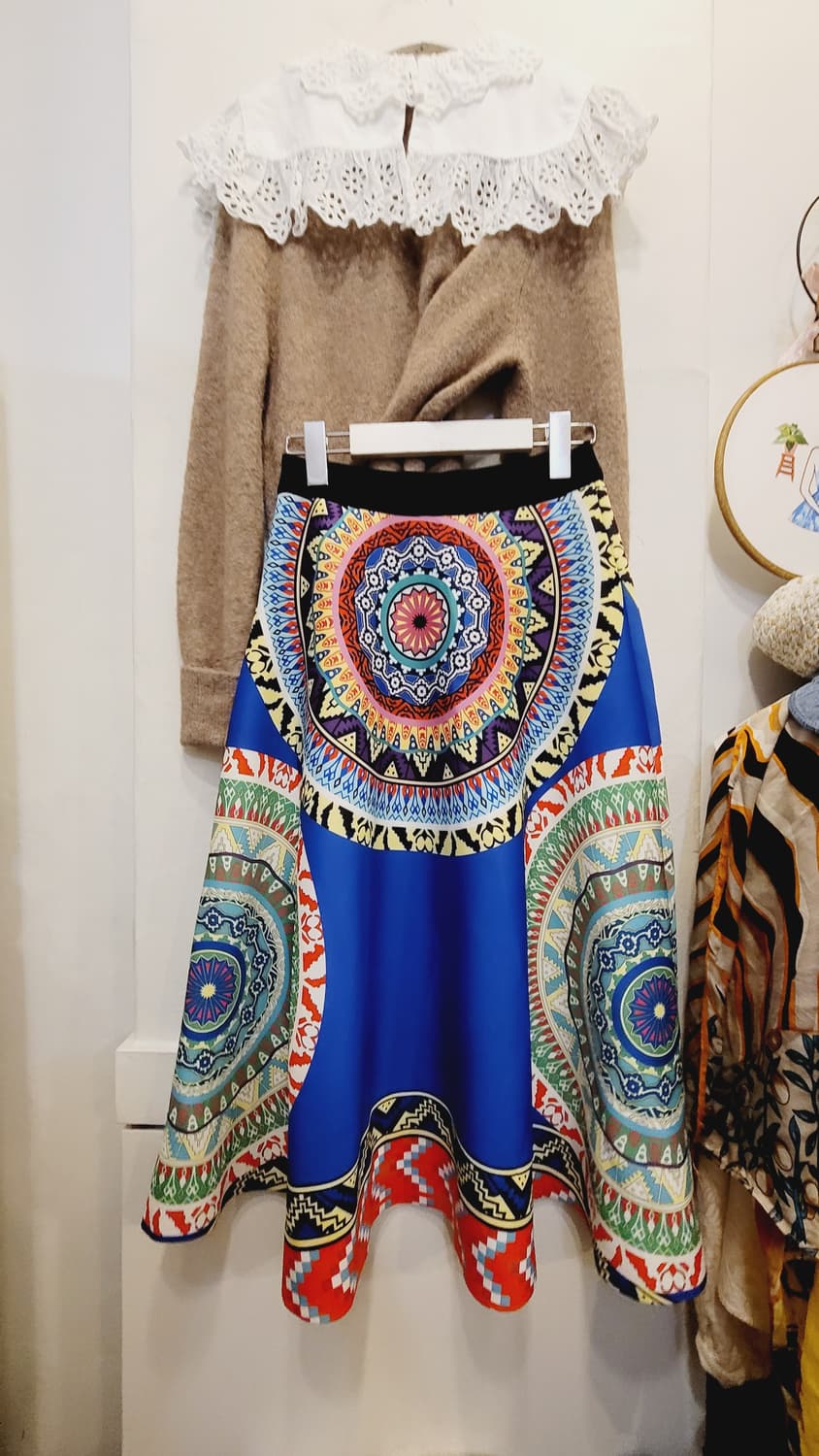 자라 펀칭자수 프릴니트.  수입 에스닉 스커트 상품이미지8