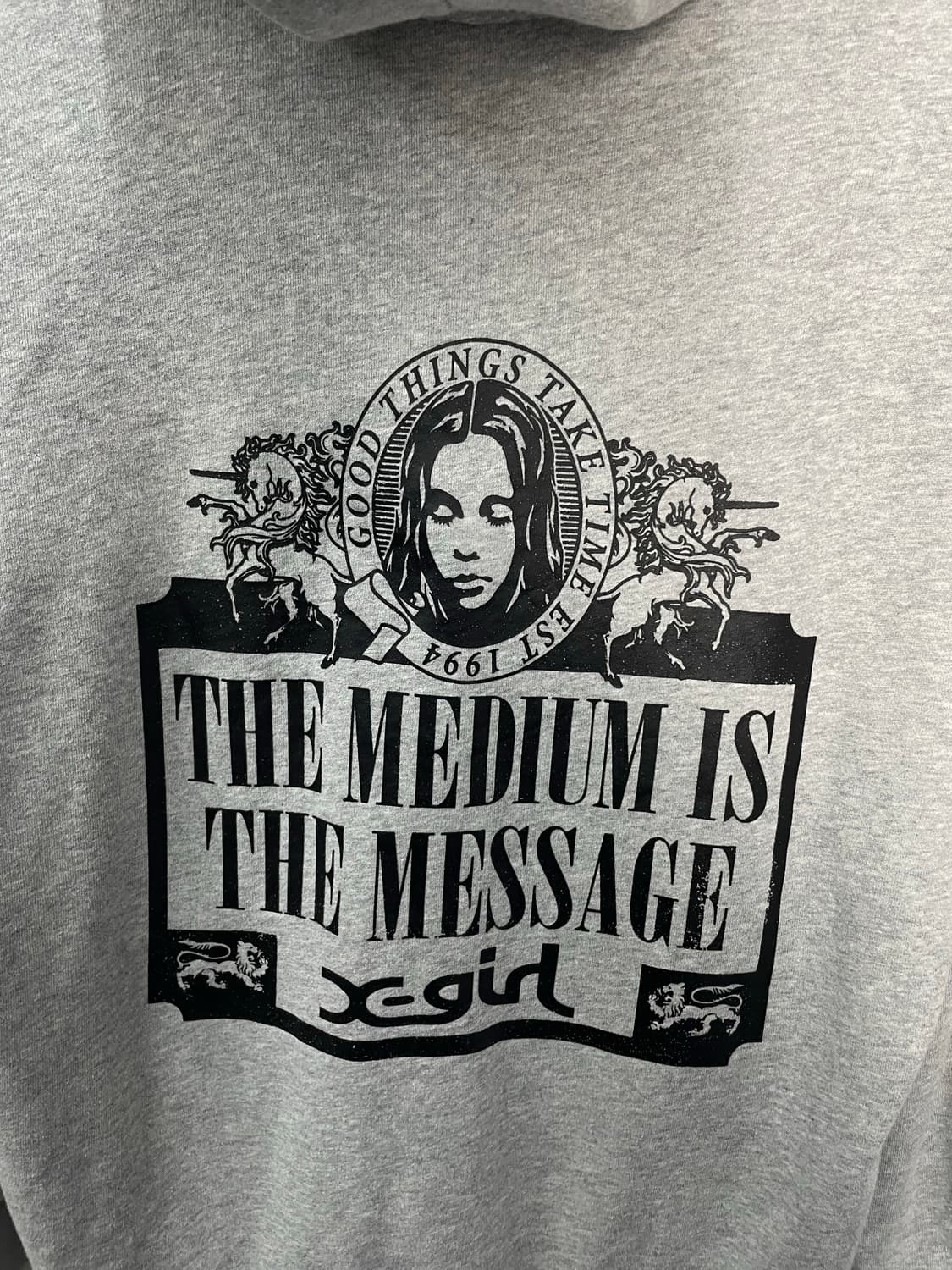 X-girl 빈티지 프린팅 그레이 후드집업 H2580 상품이미지5