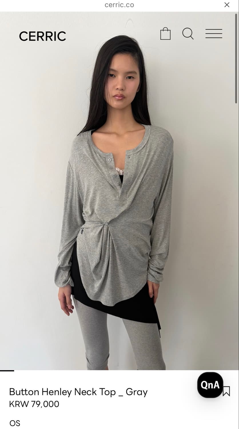 Cerric 세릭 Button Henley Neck Top _ Gray 상품이미지4