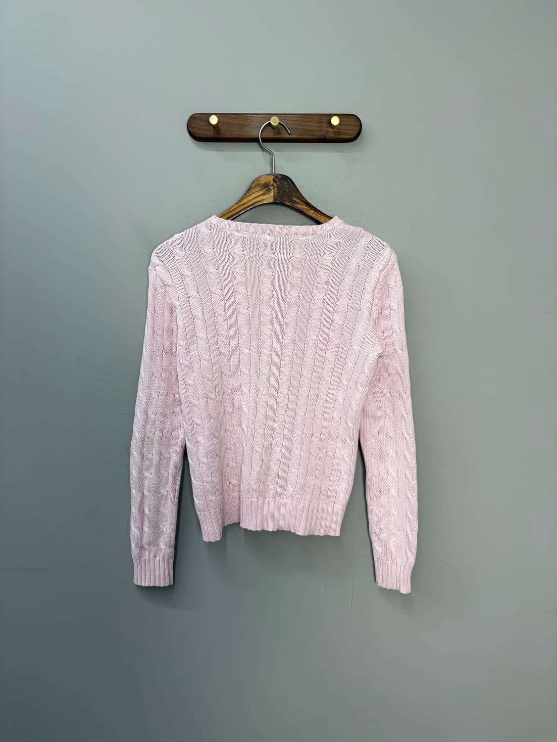 폴로랄프로렌 화이트 포니로고 핑크 케이블 꽈배키 니트 A2873 상품이미지4