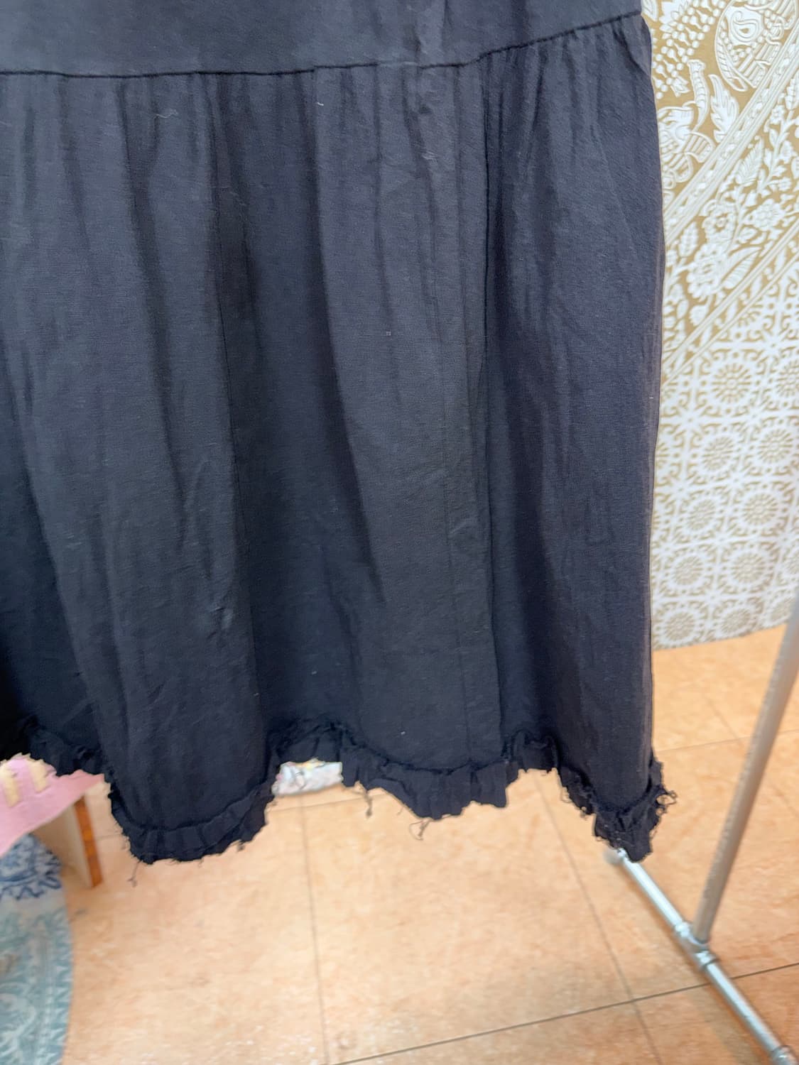 빈티지 여성 밴딩 레이스 디테일 블랙 스커트  상품이미지4