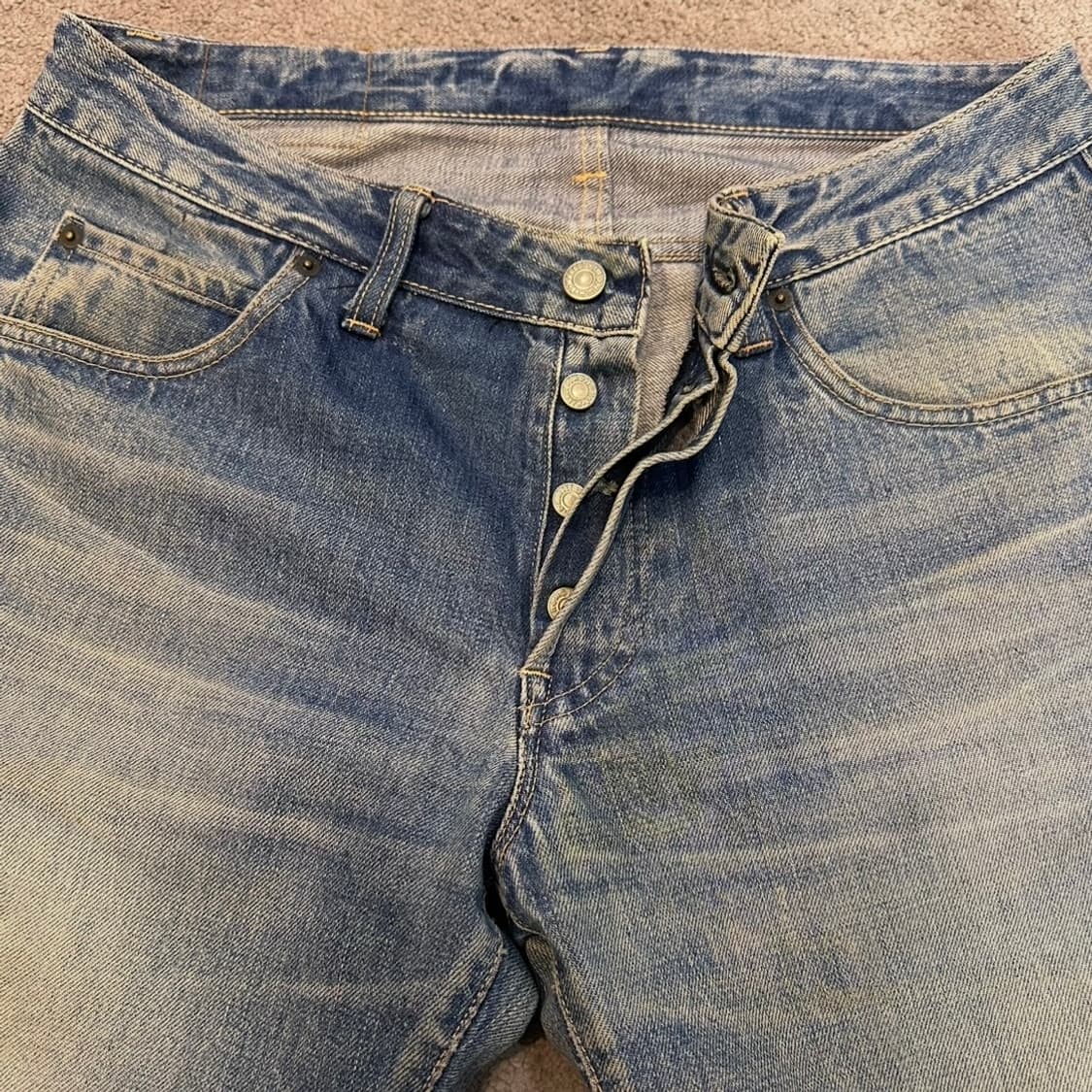 HRM 버튼플라이 와이드 스트레이트 셀비지 데님(33) 상품이미지4