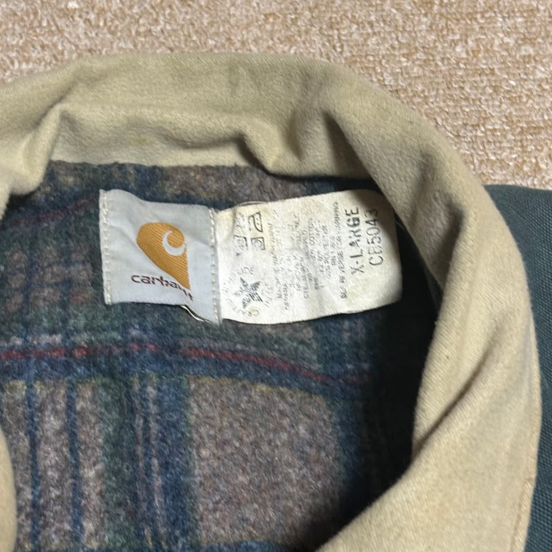 90s 칼하트 헌터그린 케이프 코트 XL 상품이미지5