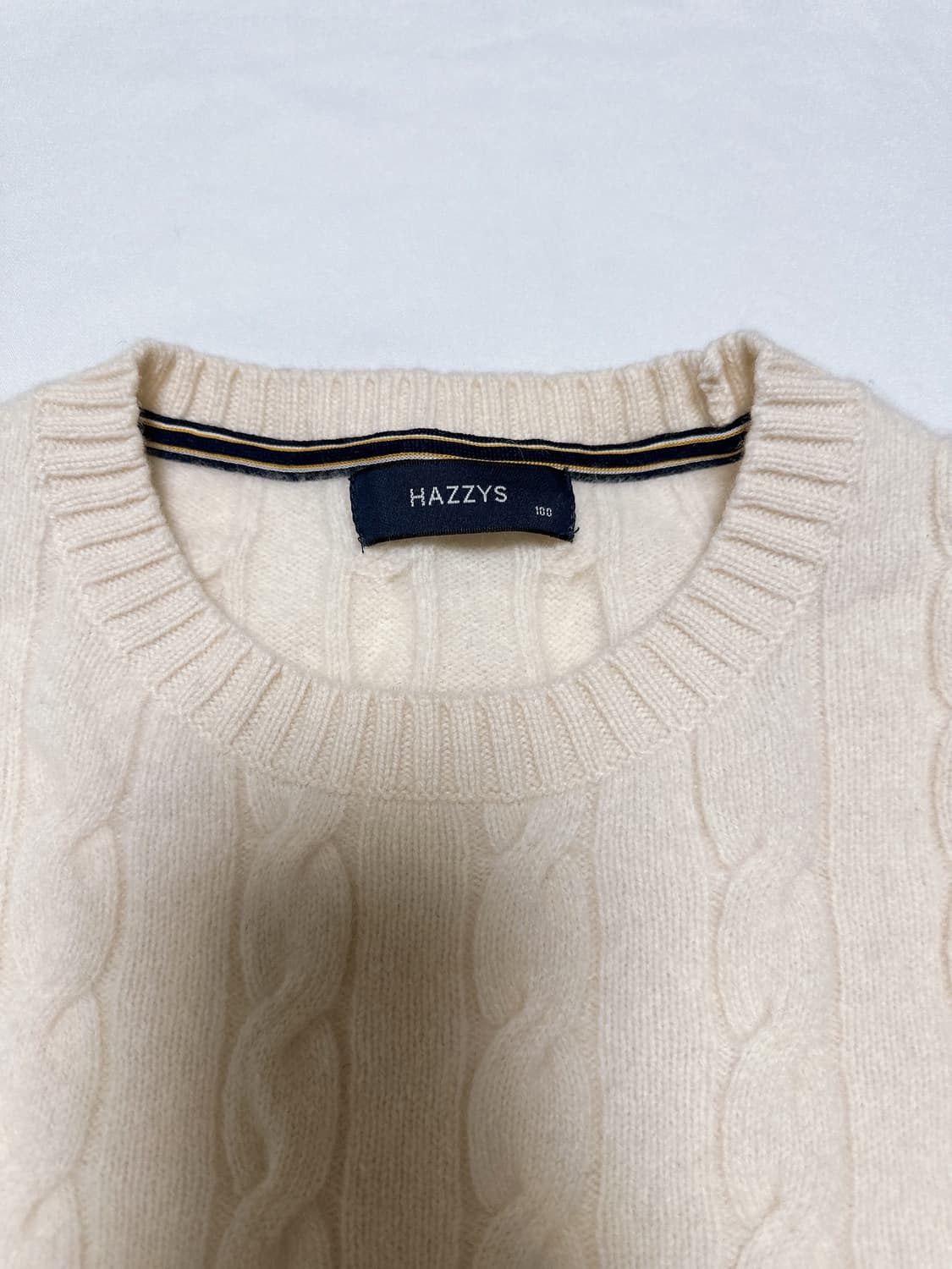 해지스 울100 니트 남성 100 아이보리 상품이미지2