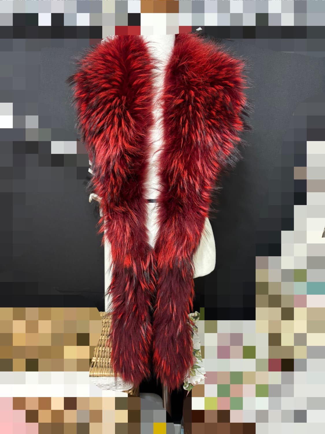 천연 라쿤퍼 롱 목도리/머플러/새거수준 상품이미지3