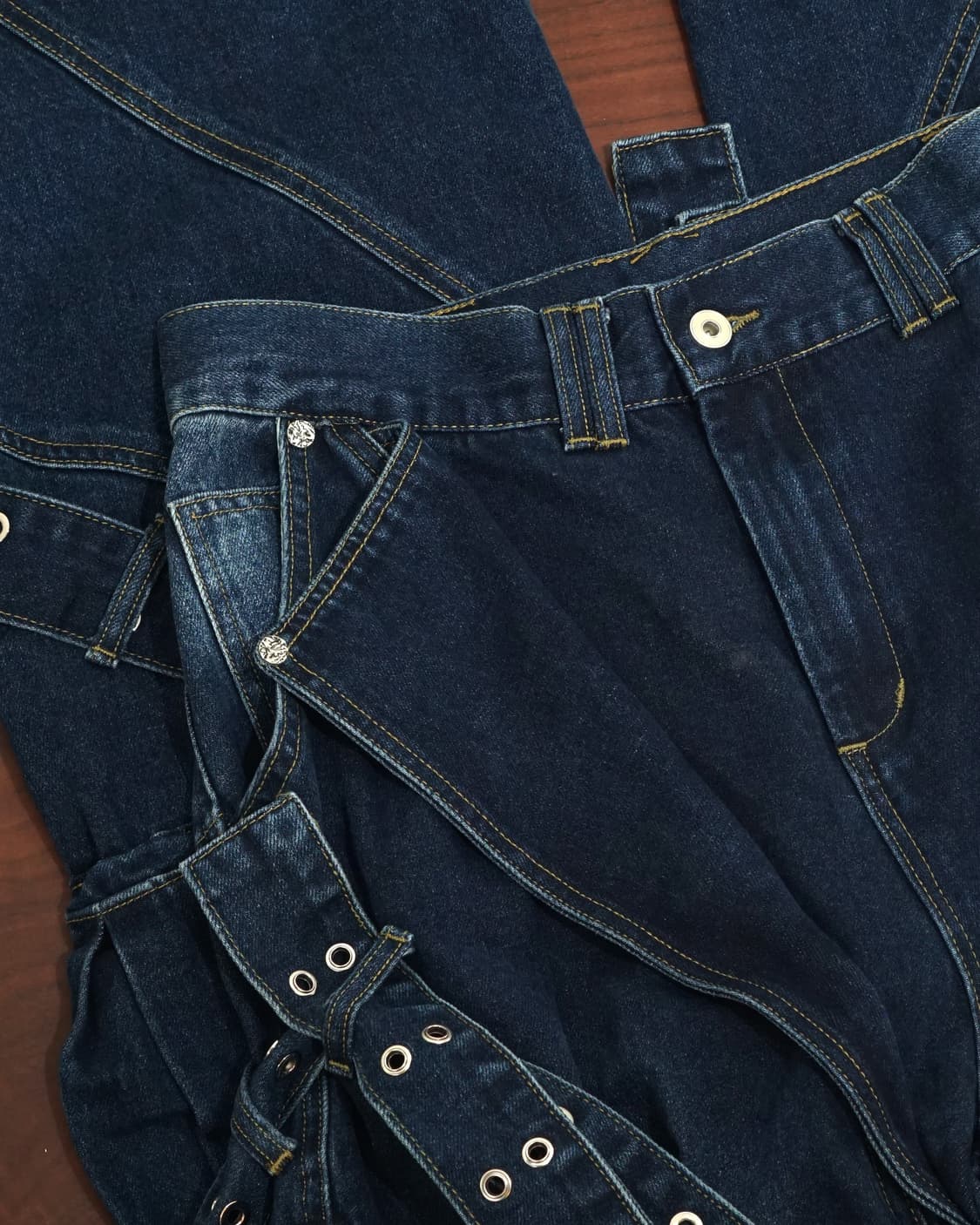 FLYERREE 플라이어 드레이프 벨트 데님팬츠 상품이미지2
