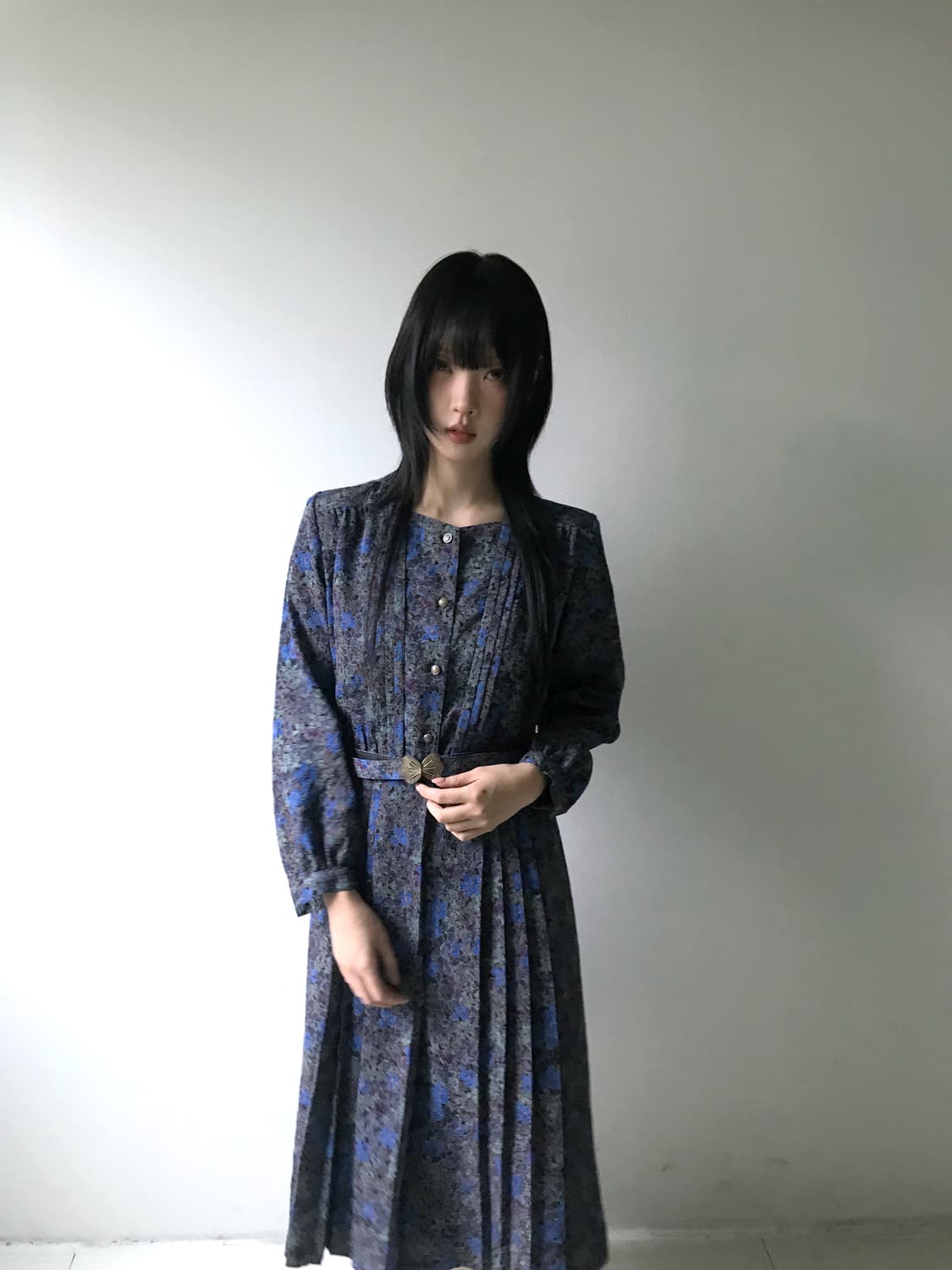 Square neck belted dress 상품이미지3