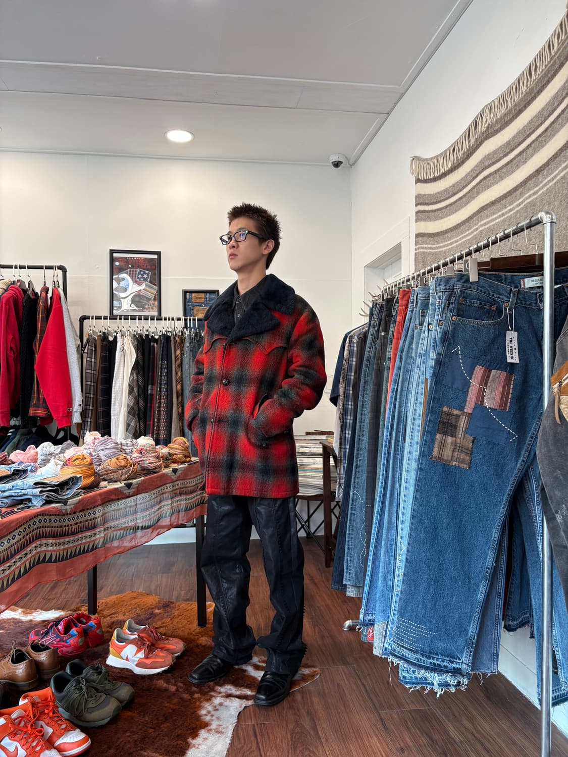 Vintage 체크 패턴 웨스턴 자켓 상품이미지3