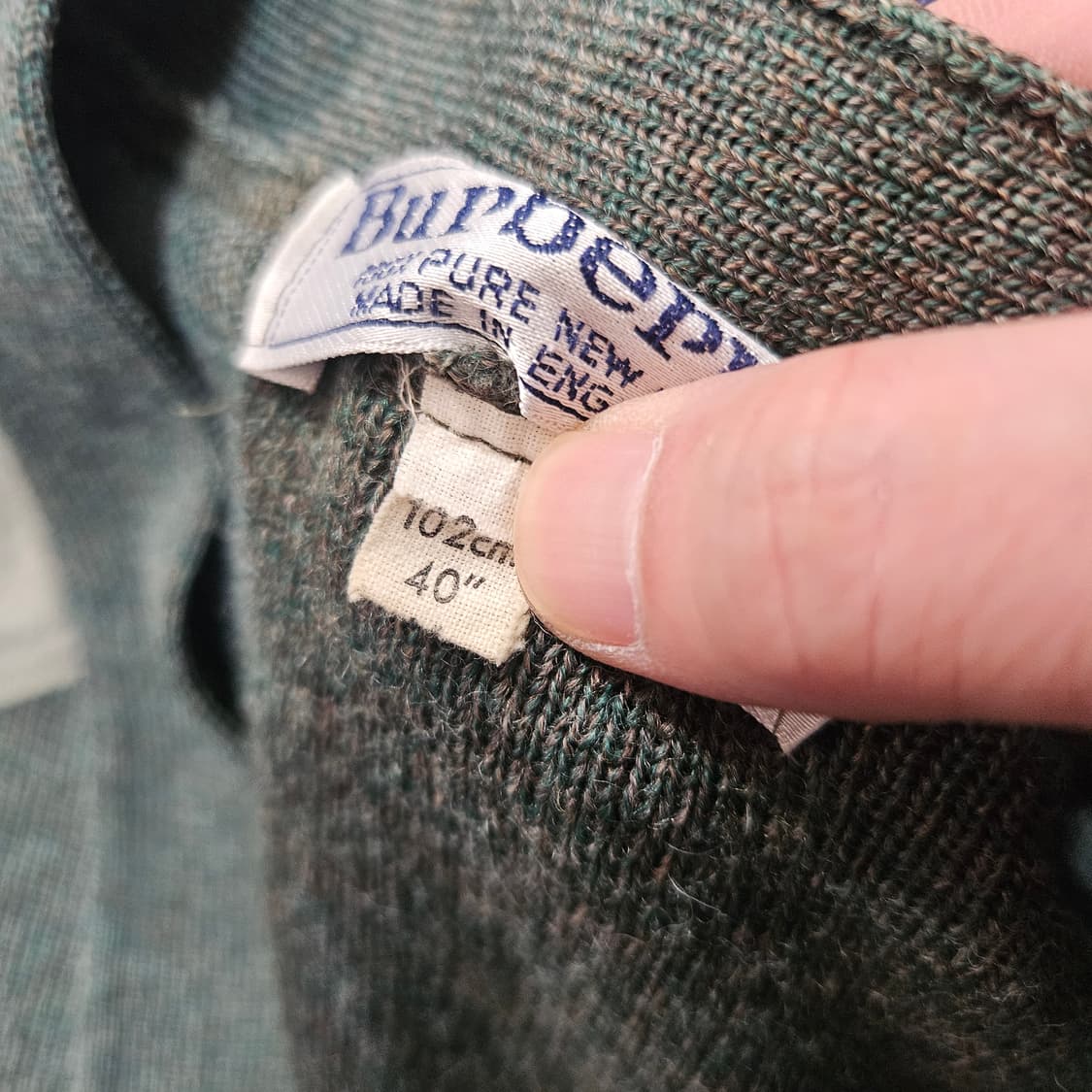 버버리 80's 코만도 울 카키 가죽 패치 블럭 가디건 자켓  상품이미지9