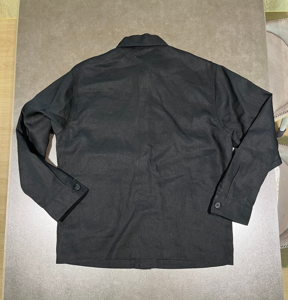 유니클로C 프리미엄리넨셔츠자켓 블랙m 상품이미지2