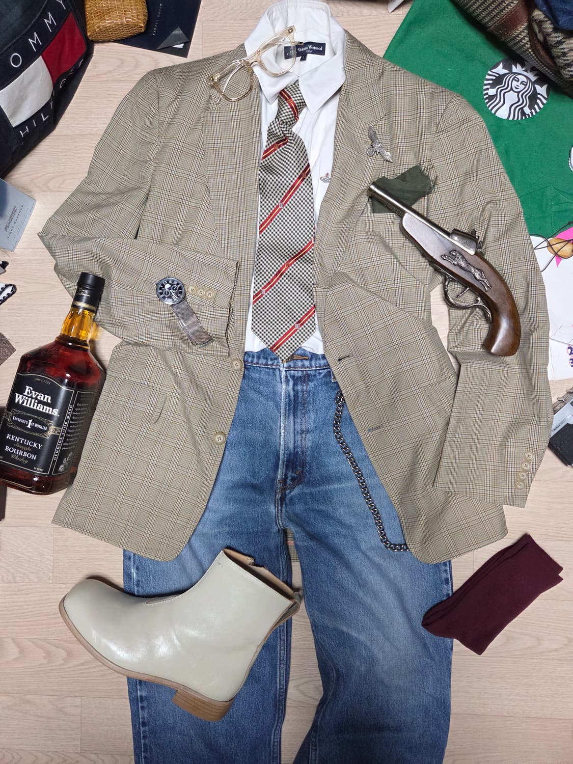 (MADE IN USA)JCREW 체크 블레이저 자켓 수트  상품이미지5