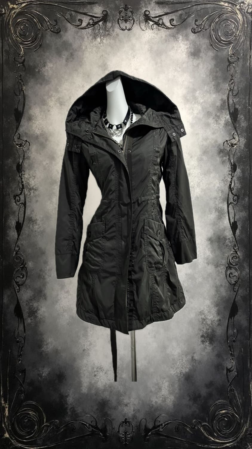 Dark Gray Long Bomber Jacket 상품이미지2