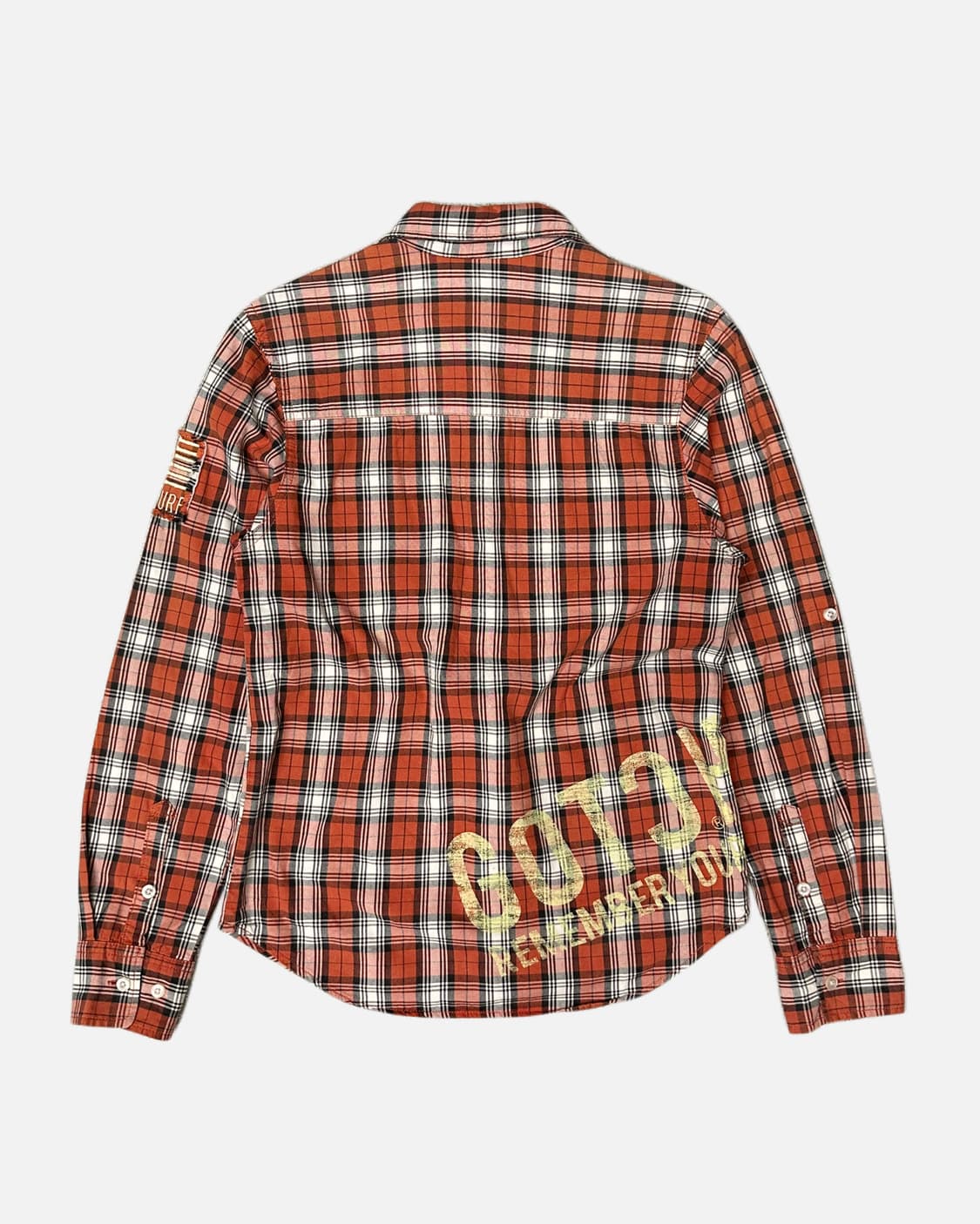 patch printing orenge check shirt 상품이미지5