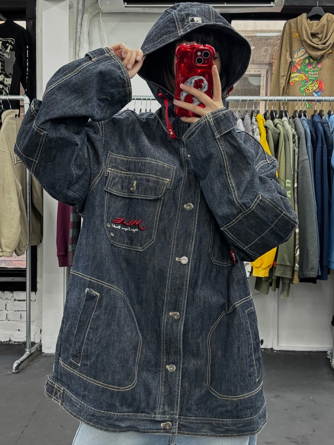 00s MLB 올드스쿨 데님 후드자켓 상품이미지1