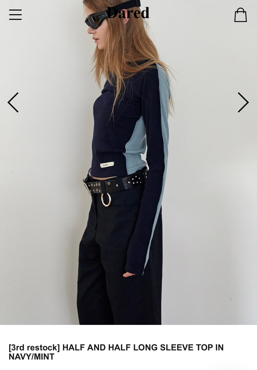 데어드 하프앤하프 롱슬리브 네이비 상품이미지1