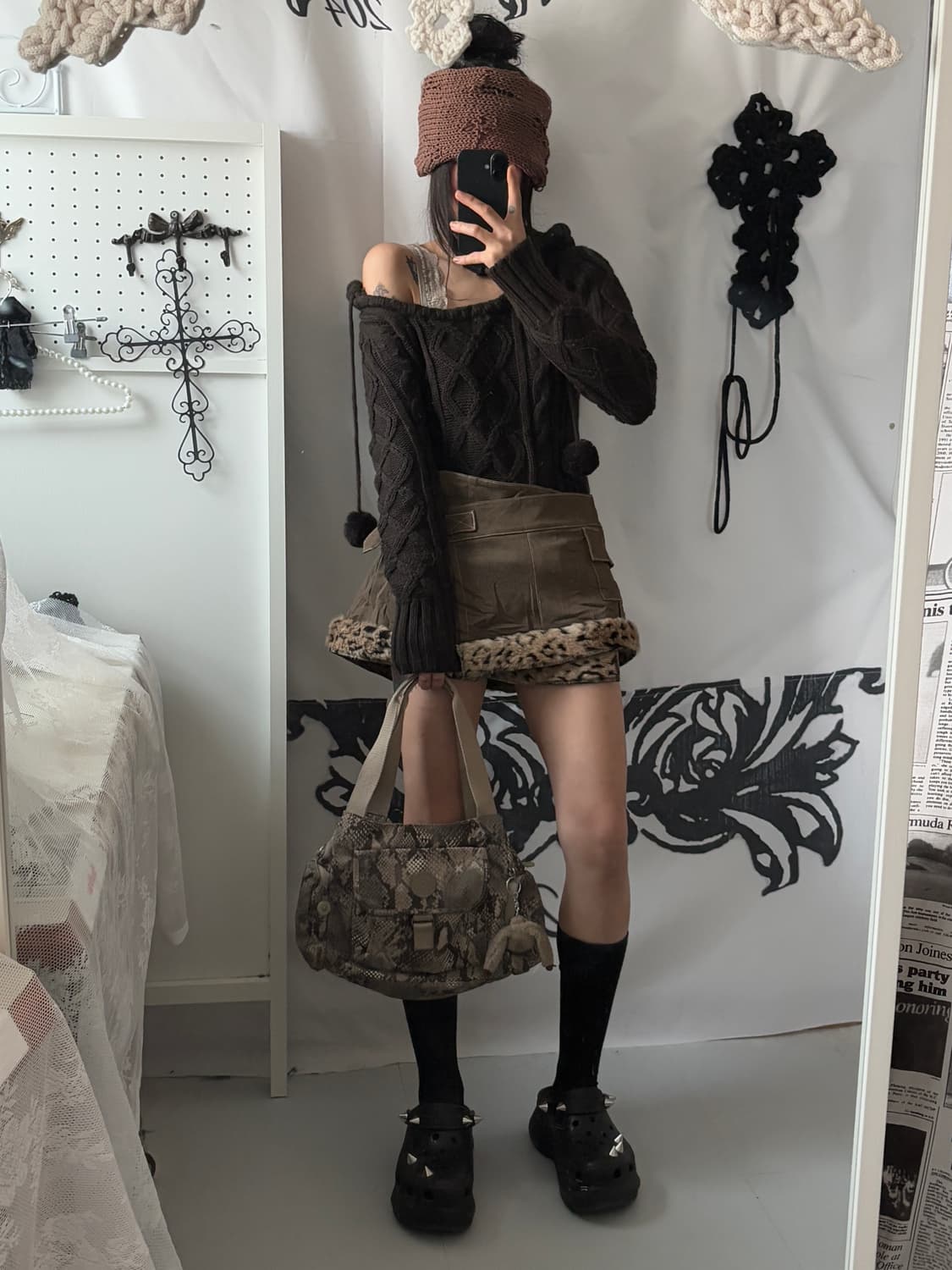 • Brown cable hooded knitwear 상품이미지2