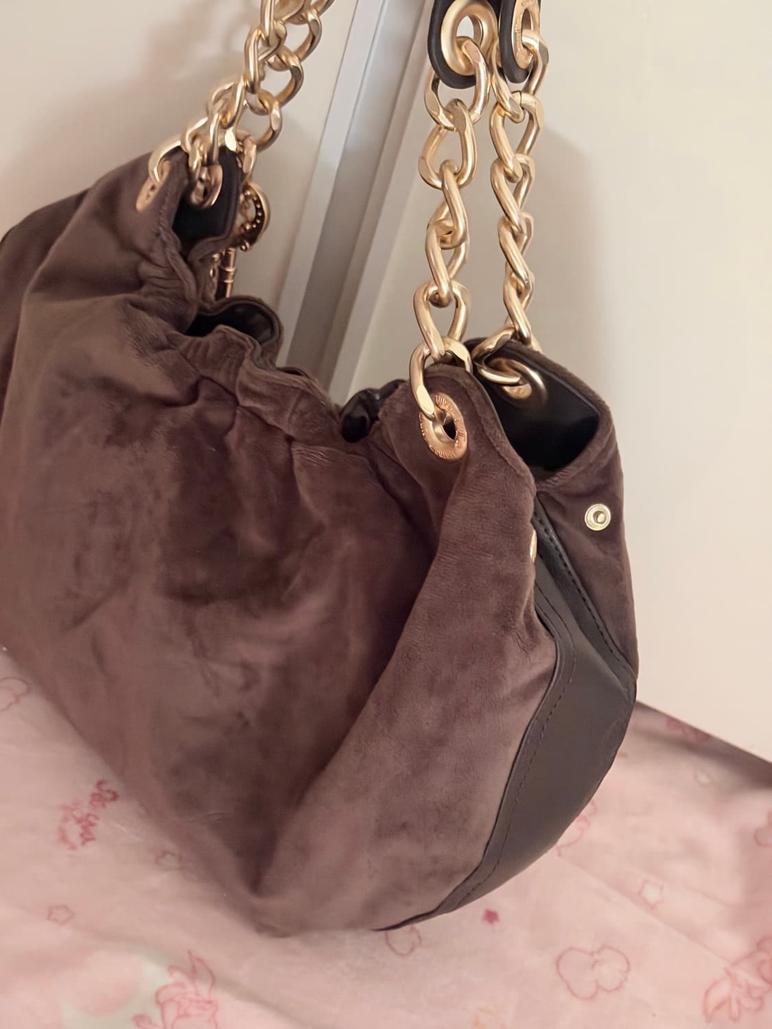 대대장) 쥬시꾸뛰르 브라운 벨벳 체인 호보백 빈티지 상품이미지3