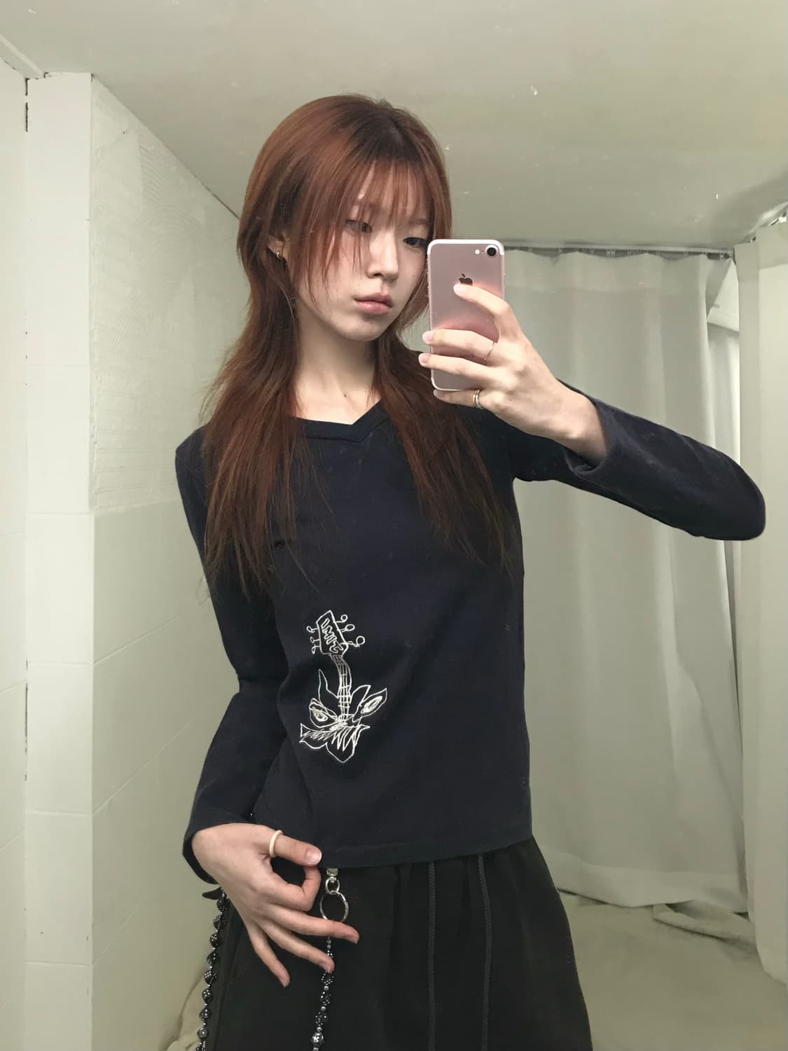 오존 커뮤니티 락스타 자수 딱붙 롱슬리브 상품이미지1