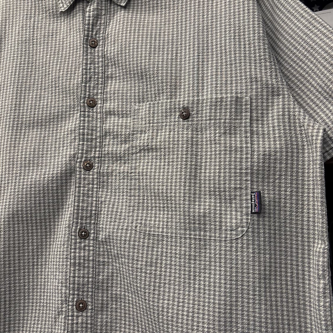 00s 파타고니아 마이크로 체크 엠보싱 시어서커 셔츠 N1158 상품이미지6