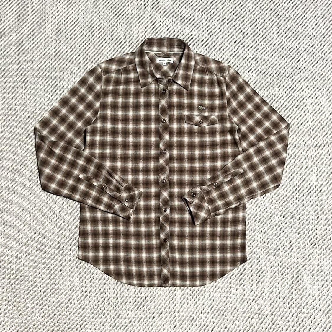 [S] Lacoste 라코스테 브라운 플란넬 체크셔츠 상품이미지1