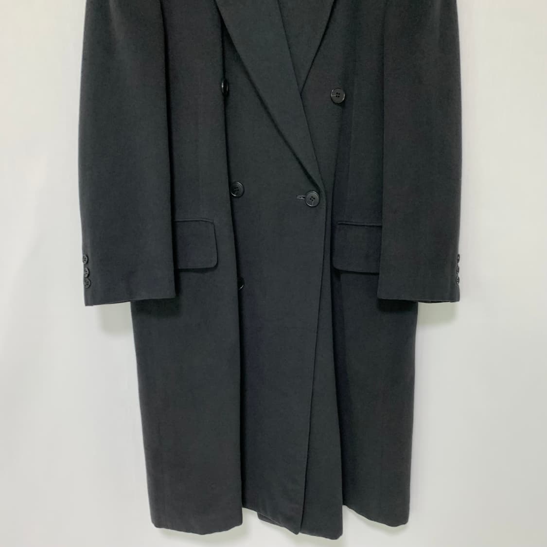 jpn 일본 빈티지 캐시미어 100% 더블 버튼 롱코트 차콜 상품이미지3