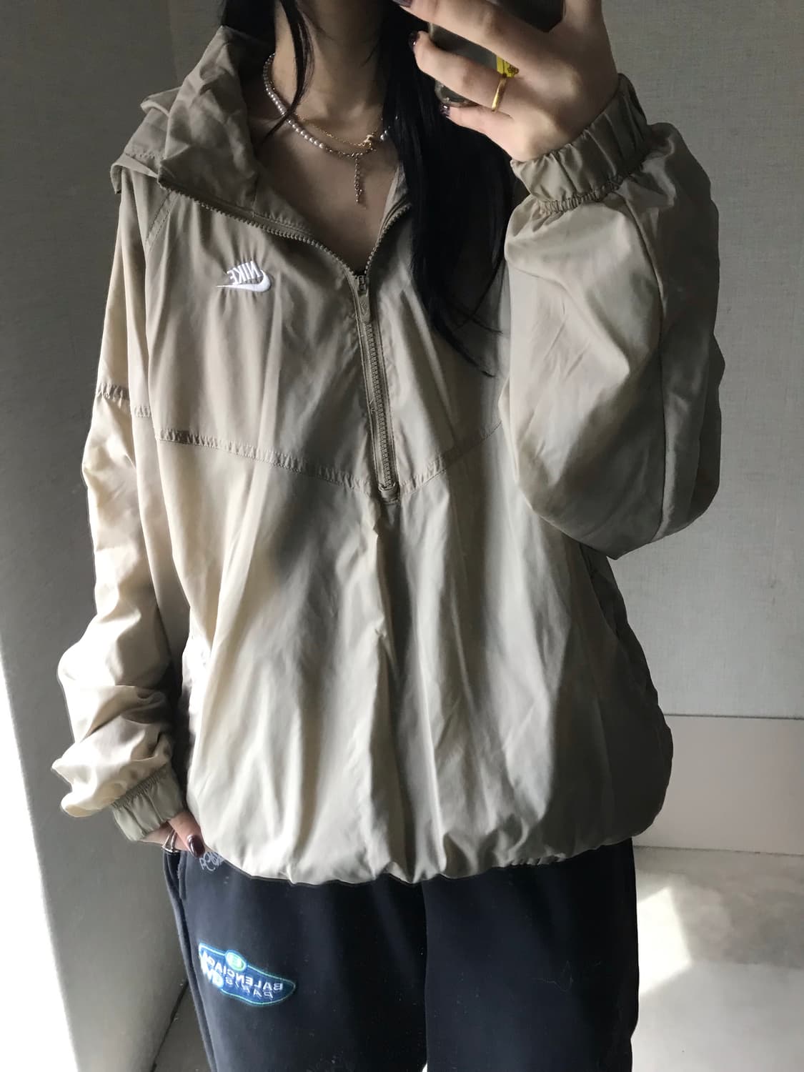 나이키 베이지 바람막이 반집업 상품이미지3