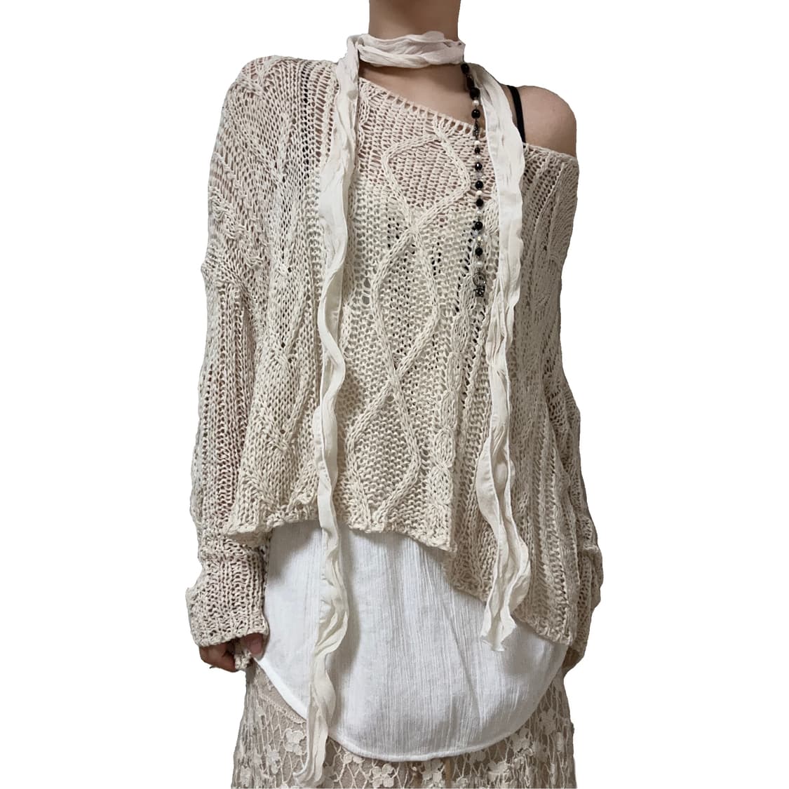 Beige crochet knit set 후루츠패밀리