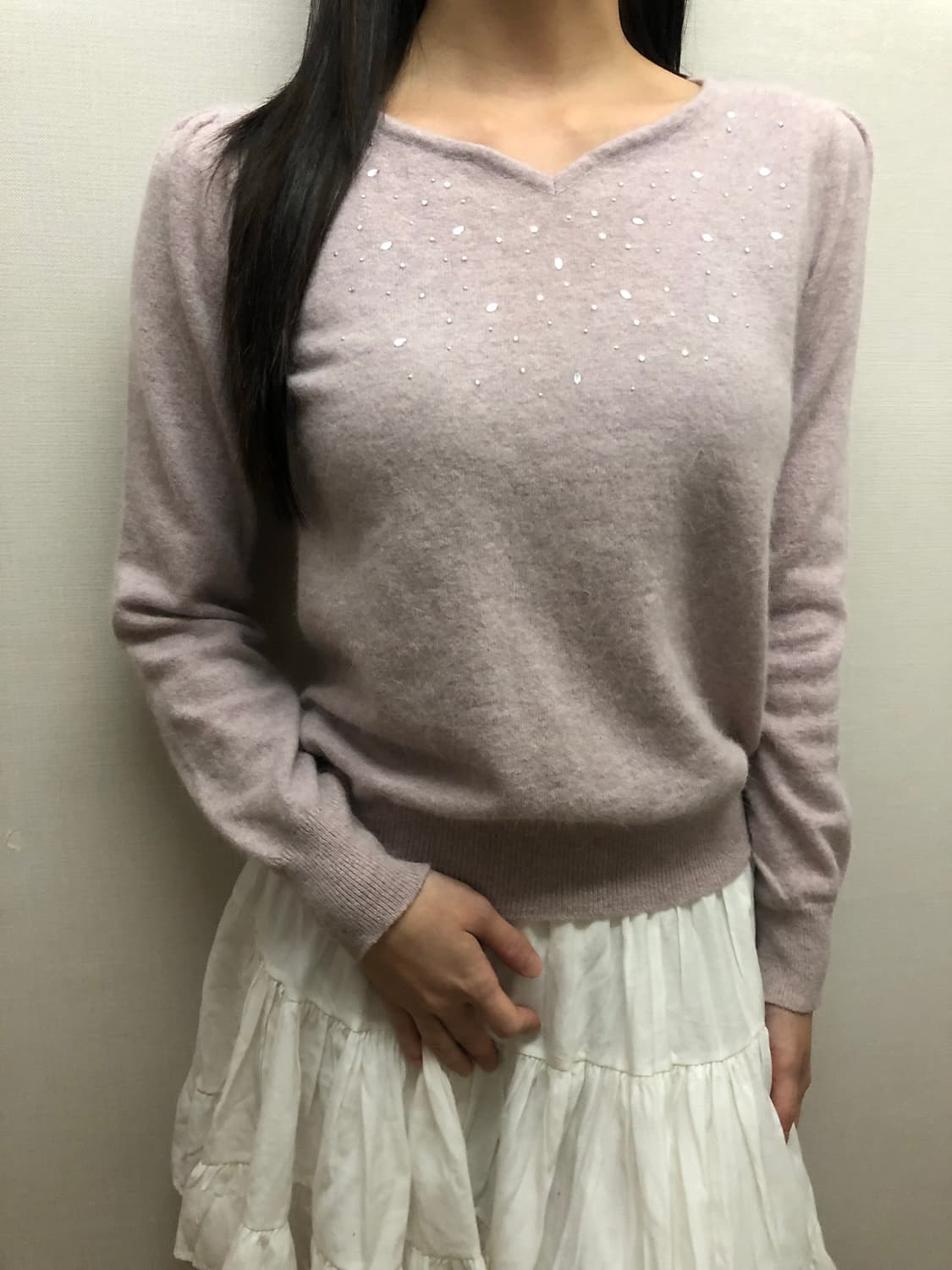 빈티지 라이트 퍼플 비즈 니트 상품이미지1