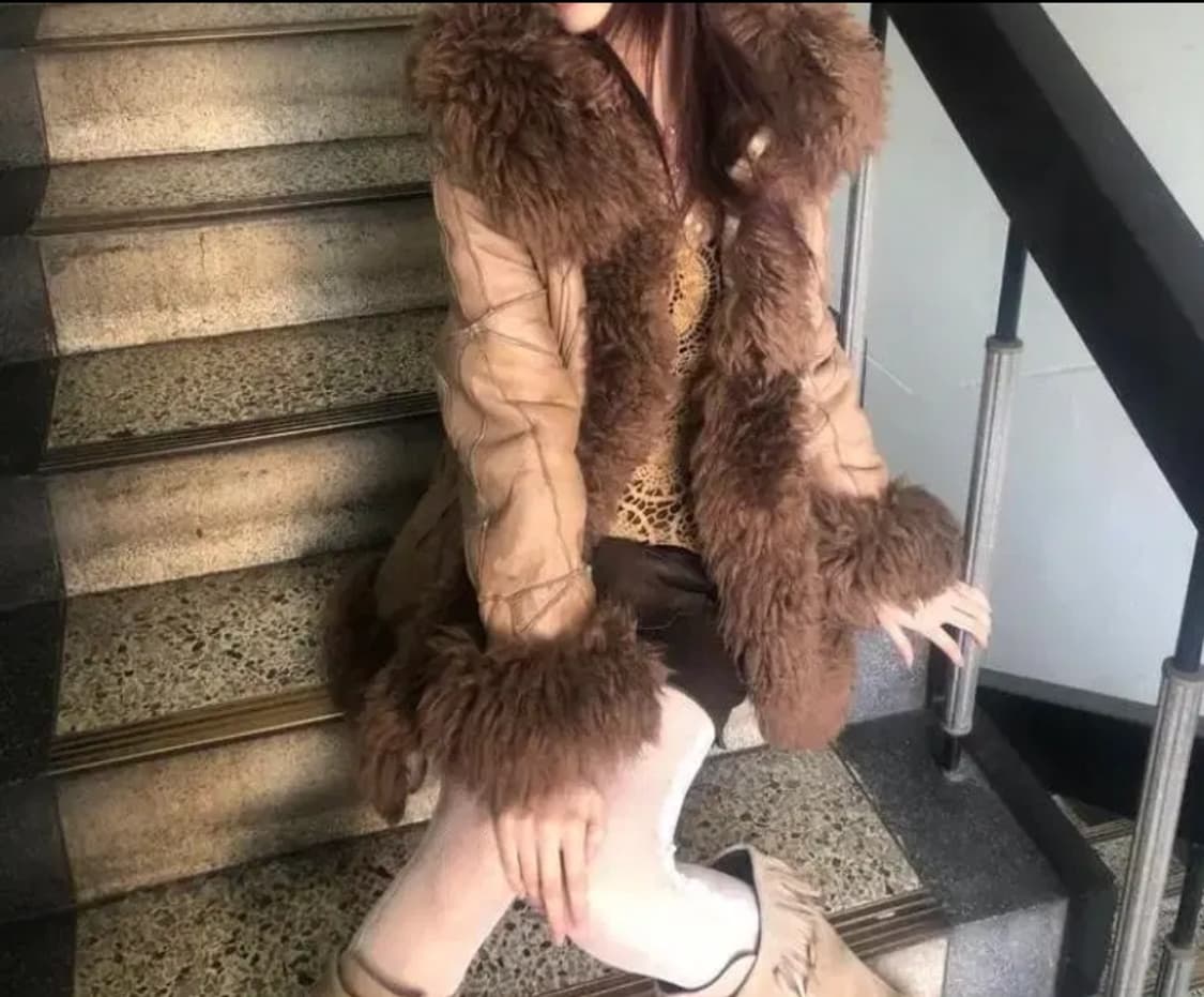 파우닝133 빈티지 브라운 퍼 무스탕 상품이미지1