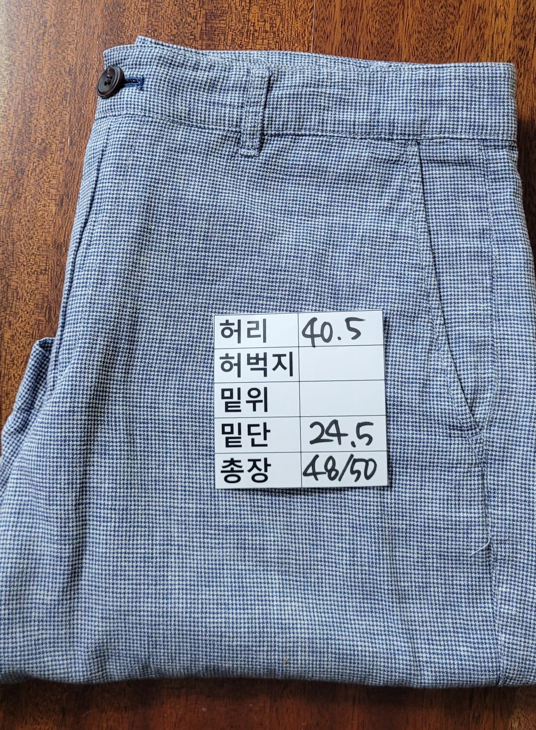 (남성30-31인치)체크 패턴 블루 반바지(마55%) 상품이미지5