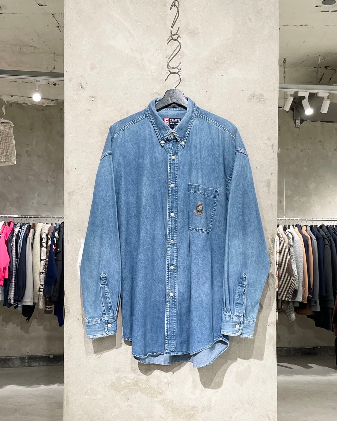 챕스 랄프로렌 연청 로고 싱글 포켓 데님 셔츠 상품이미지1