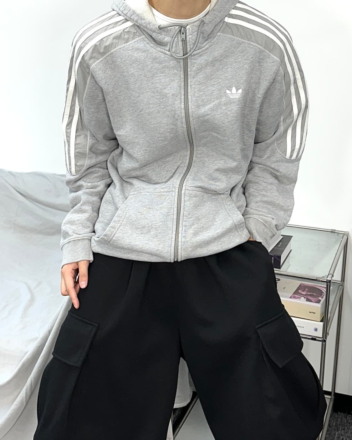 아디다스 그레이 파이어버드 후드집업 L 상품이미지2