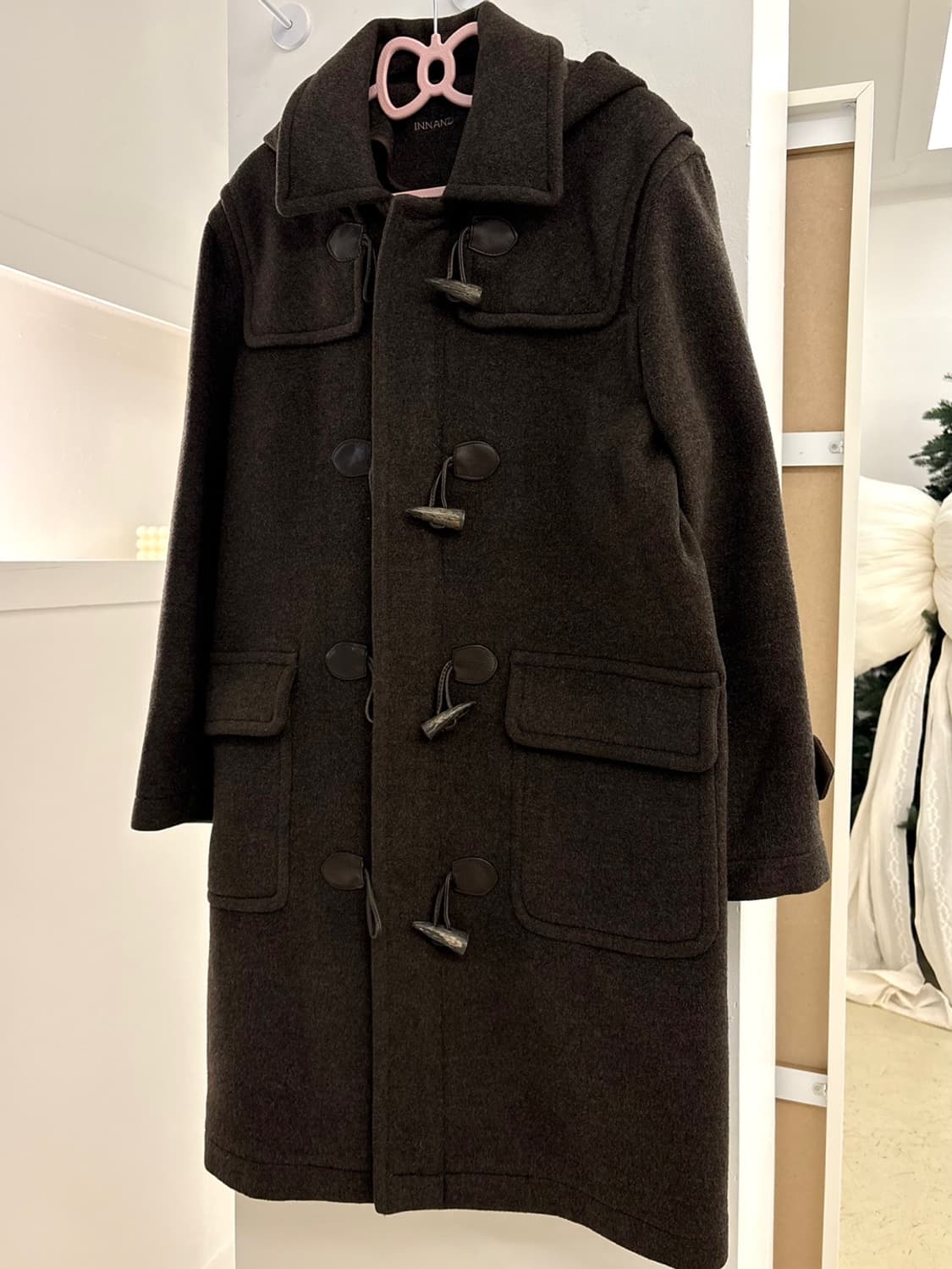 빈티지 브라운 떡볶이 안감체크 코트 상품이미지2