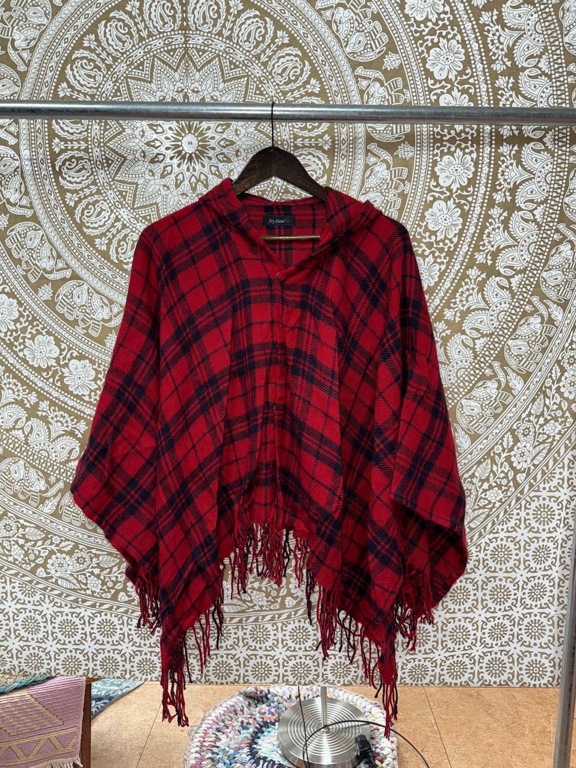 빈티지 체크 타탄 후드 판쵸  상품이미지3