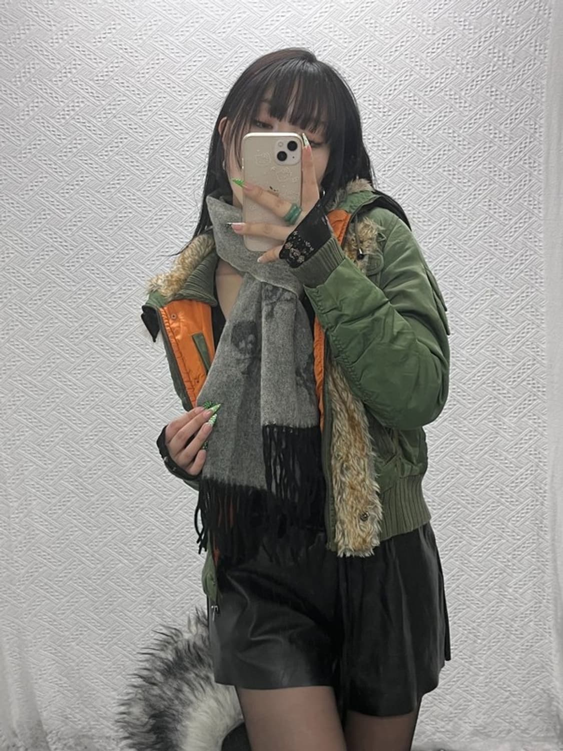 BYTU 스트릿 펑크 고딕 스컬 울 목도리 C09037 상품이미지2