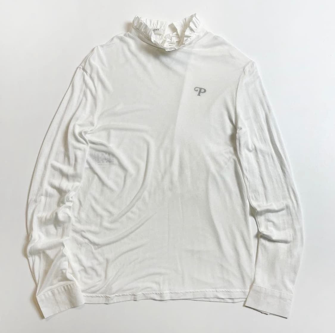 y2k 필로소피 디 로렌소 레이온 프릴 롱 화이트 슬리브리스 발렛코어 상품이미지1