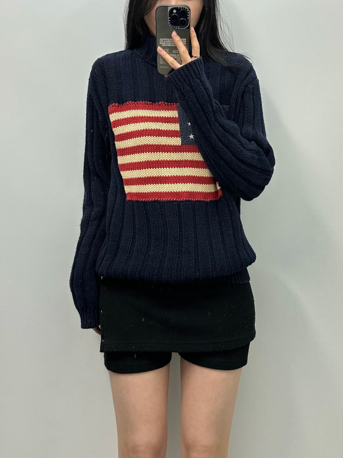 폴로 랄프로렌 성조기 네이비 목폴라 골지 니트 상품이미지1