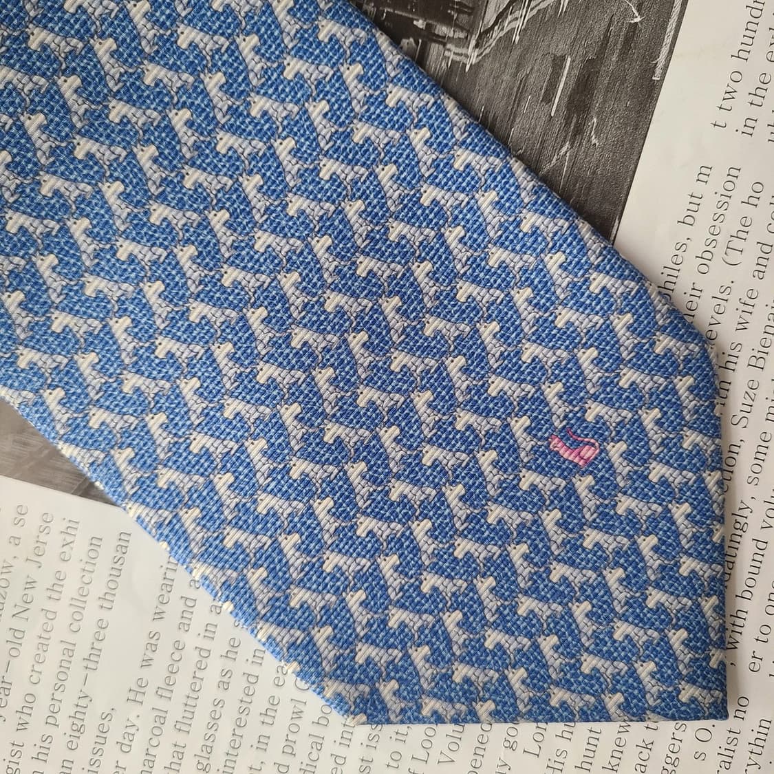 불가리 블루 애니멀 패턴 세븐폴드 넥타이 9.7cm A+~A등급 g5
 상품이미지5