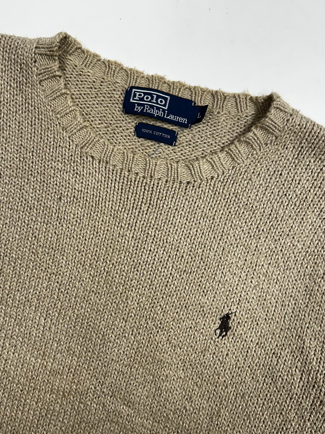 폴로 랄프로렌 코튼 베이지 니트 L 상품이미지5
