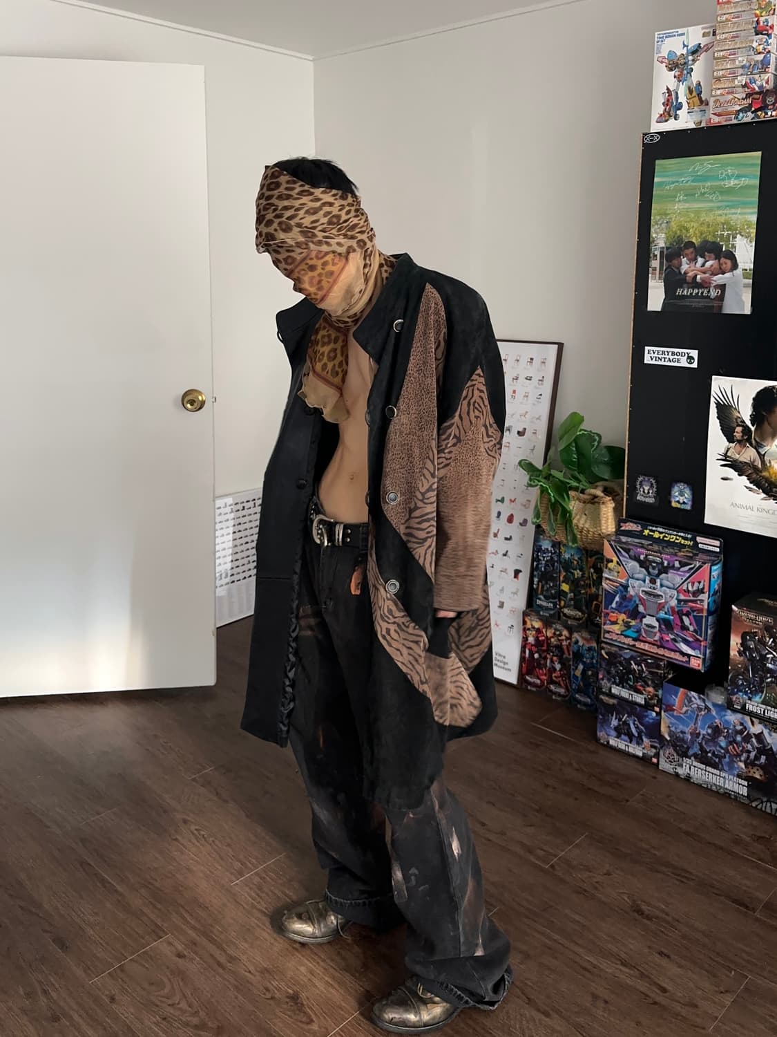 Pielita by Moonbat 레오파드 믹스 피그레더 코트 상품이미지4