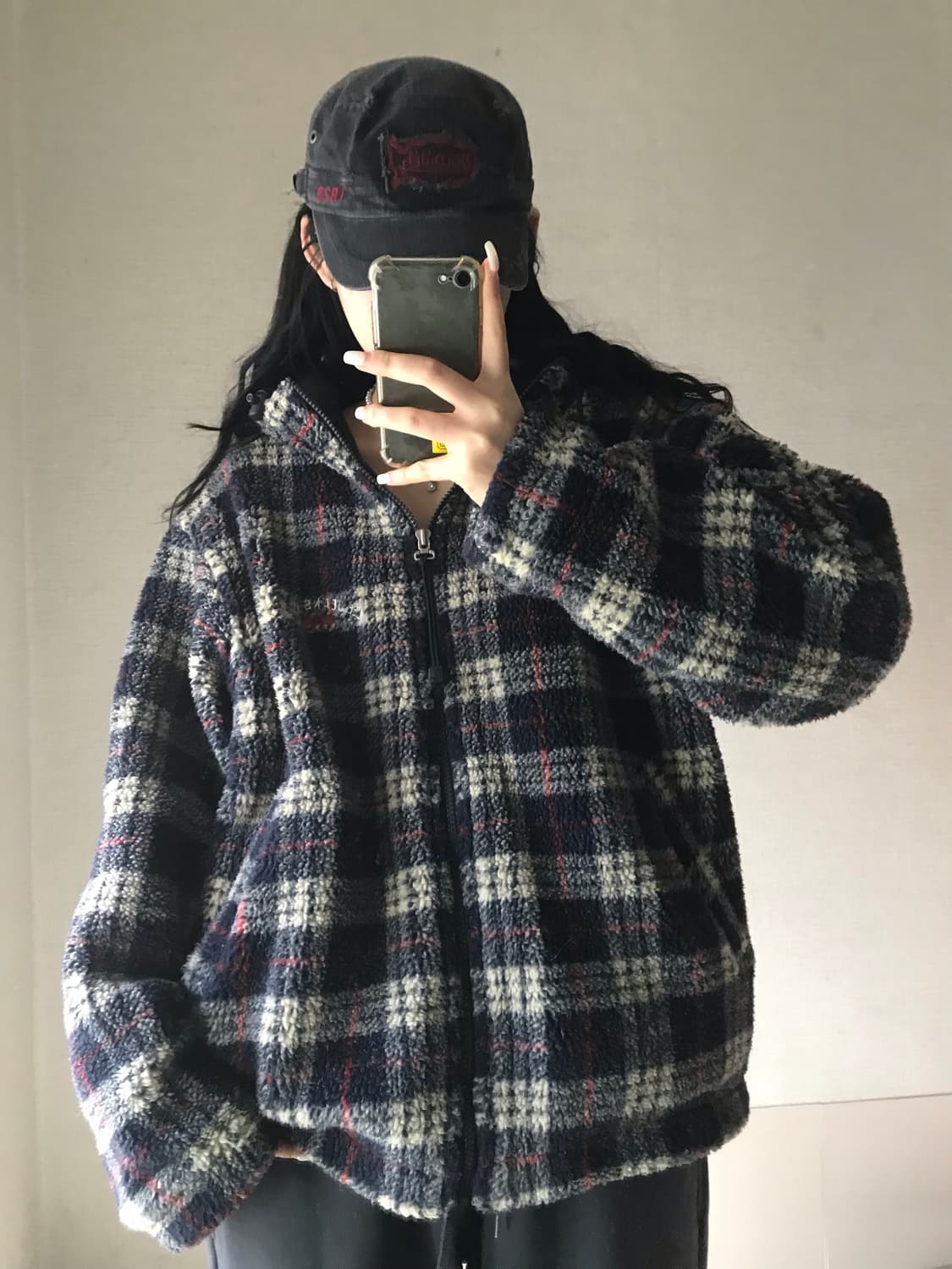 리 체크 후리스 점퍼 상품이미지2