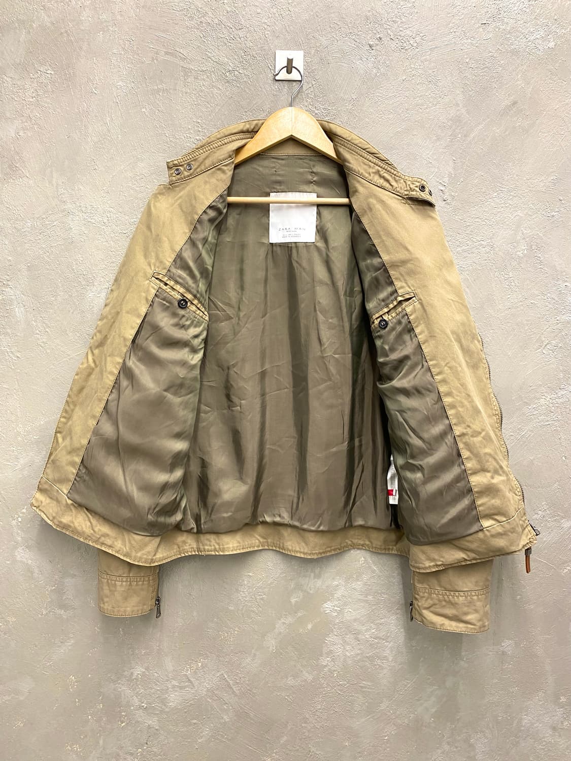 [L] Zara 자라 베이지 코튼 모터사이클 라이더 자켓 상품이미지5