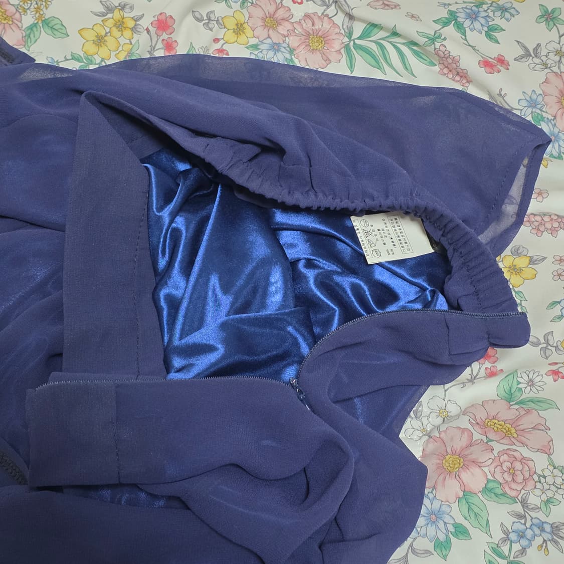 4000원/빈티지)발레코어 시스루 레이어드 네이비 로맨틱 트임 롱스커트 상품이미지4