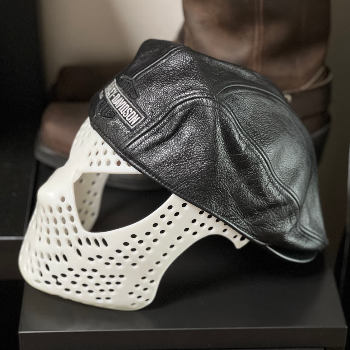 할리데이비슨 가죽 헌팅캡 블랙 L (약58-59호) 상품이미지3