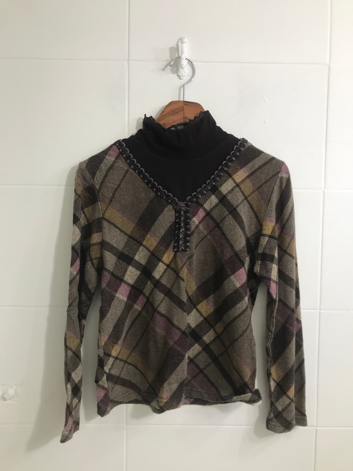 브라운 모카무스 모리걸 하이넥 코트 코디세트 상품이미지6