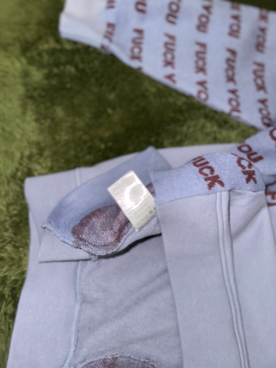 [XL] 아조바이아조 FUCK YOU 니트 믹스 스웻 셔츠 퍼플 상품이미지7