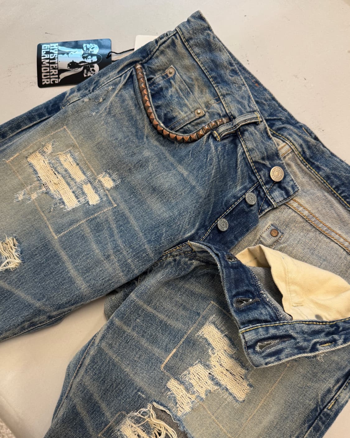 히스테릭 글래머 데미지드 스터드 데님 상품이미지1